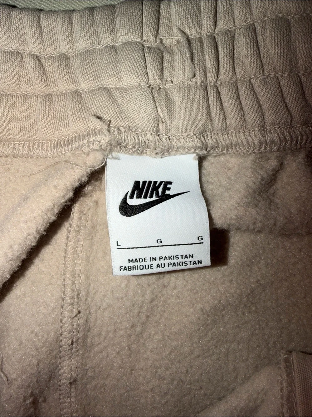 Nike Men’s Beige/Tan Fleece Joggers with Embroidered Swoosh